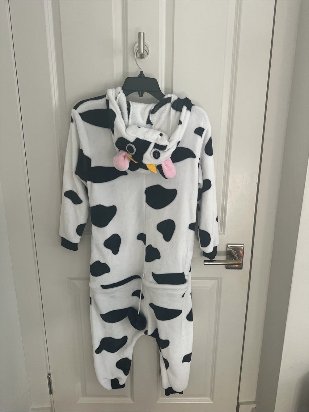 Cow Print One-Piece Hooded Pajamas/Costume- White & Black